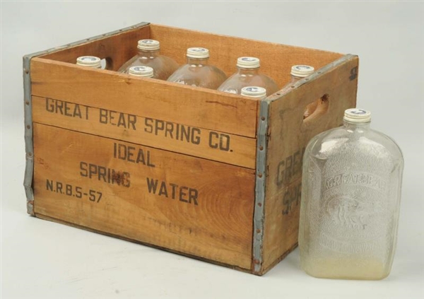 GREAT BEAR SPRING COMPANY CRATE WITH BOTTLES.     