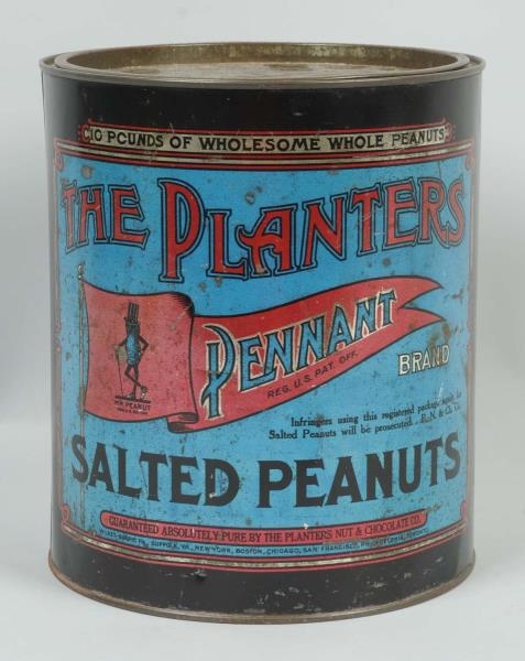 PLANTERS PEANUT 10 LB CAN & MARKED LID.           