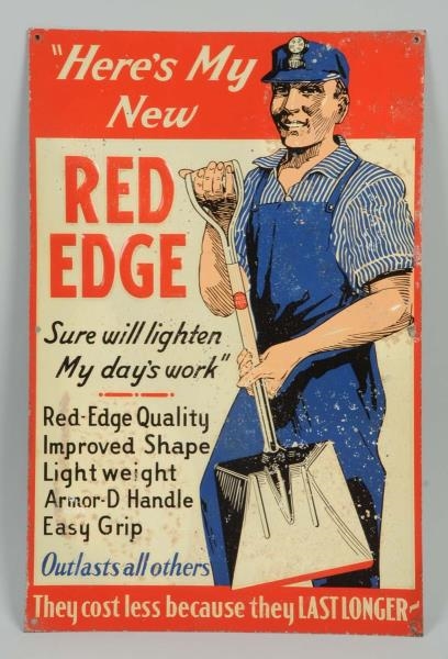 RED EDGE SHOVELS TIN SIGN.                        