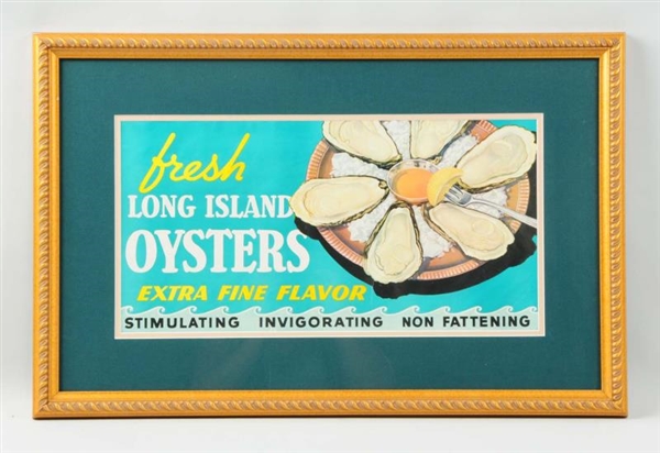 FRAMED 1930S - 1940S OYSTERS PAPER POSTER.        