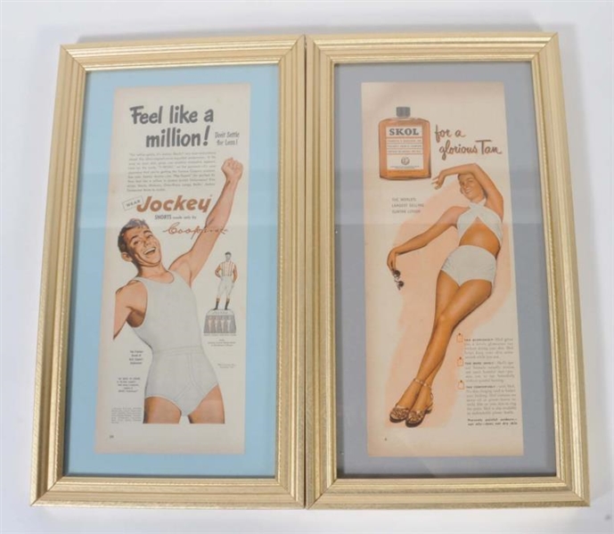 LOT OF 2: FRAMED 1960S ADVERTISEMENTS.            