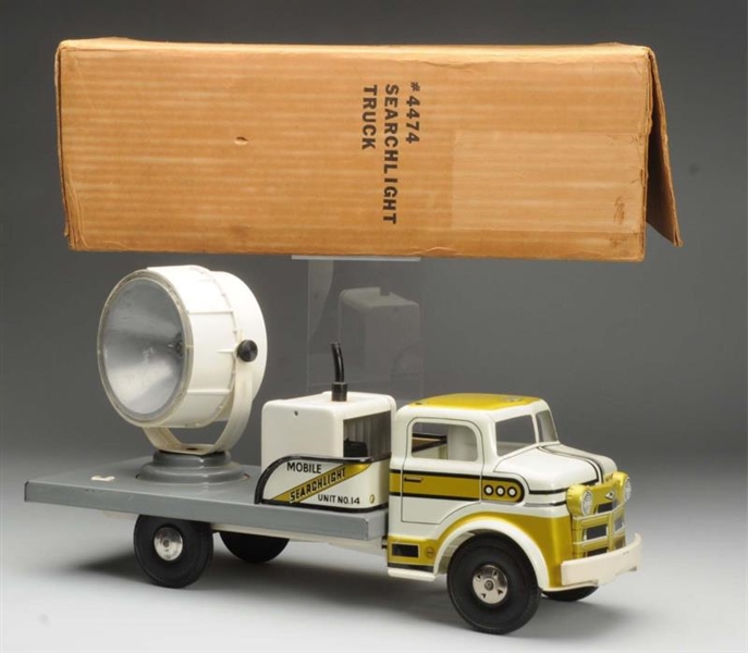 LOUIS MARX SEARCH LIGHT TRUCK WITH BOX.           