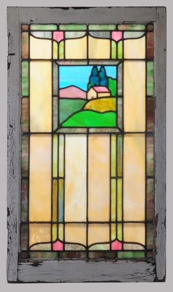 ANTIQUE STAINED GLASS WINDOW.                     