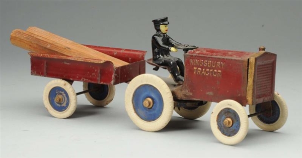 TIN KINGSBURY WIND-UP TRACTOR WITH TRAILER        