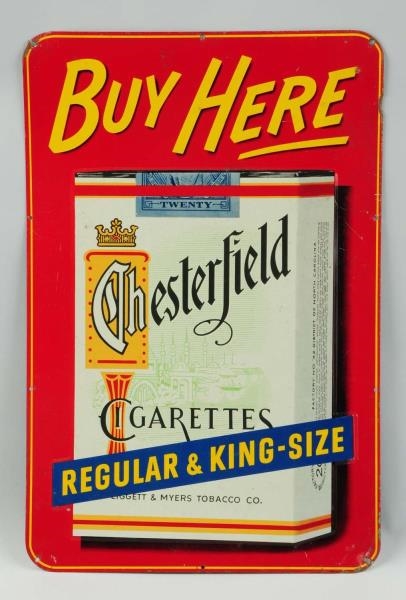 1940S CHESTERFIELD TIN SIGN.                      