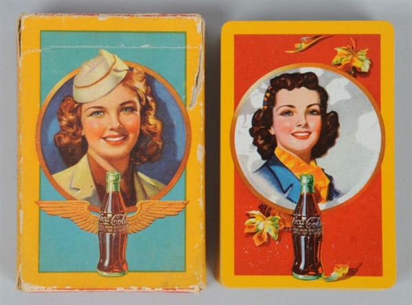 LOT OF 2: 1940S COCA-COLA PLAYING CARD DECKS.     