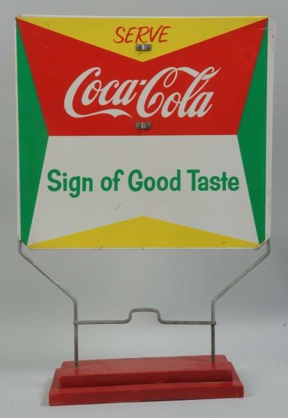 1950S TWO SIDED COCA-COLA RACK SIGN.              