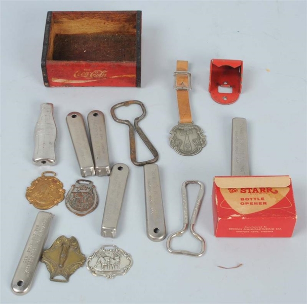 LOT OF COCA-COLA OPENERS, FOBS, & MORE.           