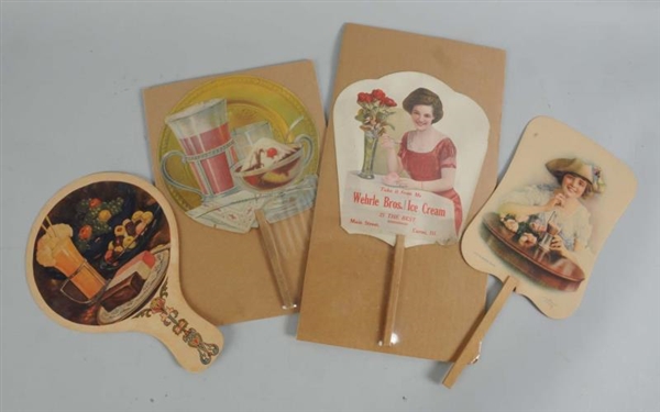 LOT OF 4: ASSORTED EARLY HAND FANS.               
