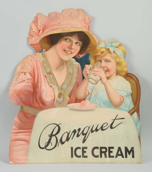 EARLY BANQUET ICE CREAM CARDBOARD CUTOUT SIGN.    