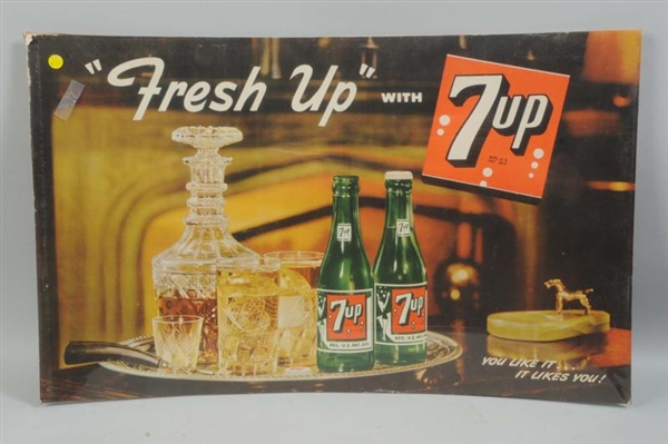 LOT OF 6: ASSORTED 1950S 7-UP CARDBOARD POSTERS.  