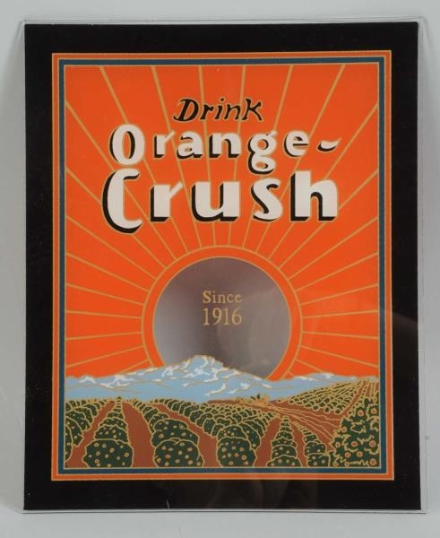 LATER ISSUE ORANGE CRUSH REVERSE ON GLASS SIGN.   