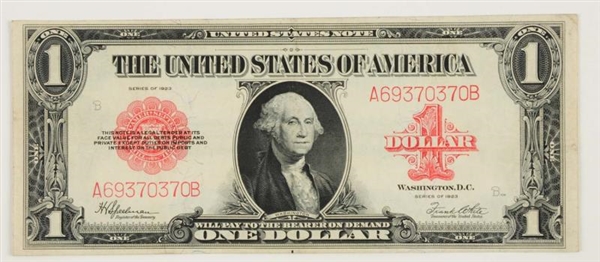 $1 1923 US LARGE NOTE WTIH RED SEAL.              