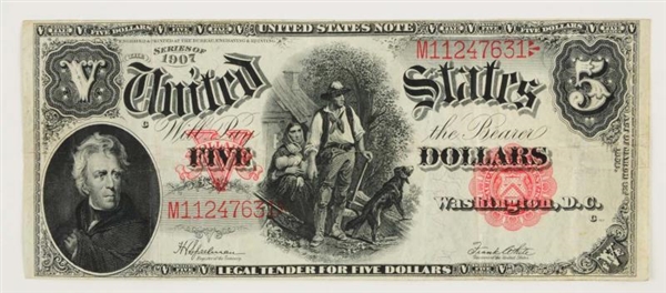 $5 1907 US LARGE NOTE.                            