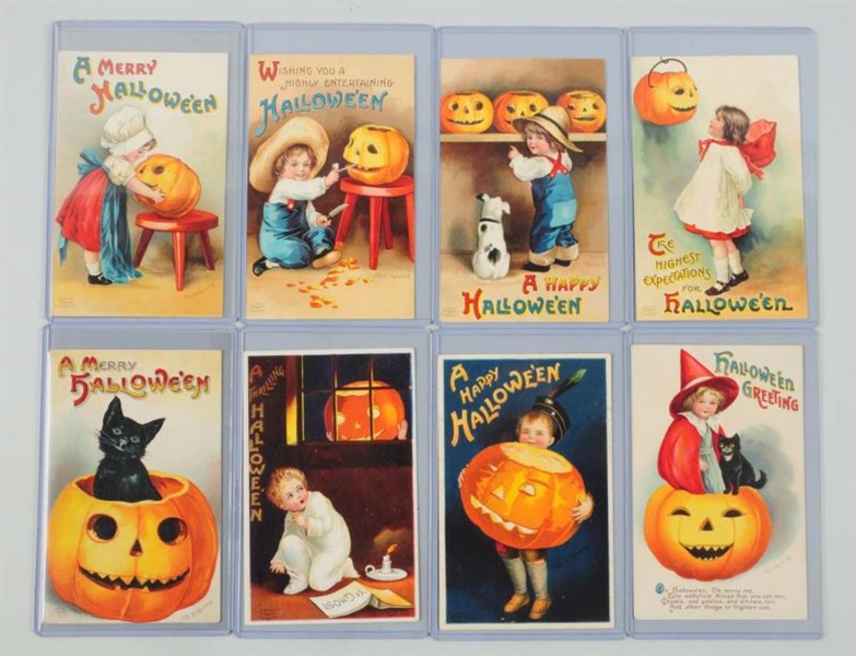 LOT OF 8: CLAPSADDLE HALLOWEEN POSTCARDS.         