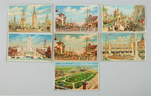 LOT OF 7: CONEY ISLAND HOLD-TO-LIGHT POSTCARDS.   