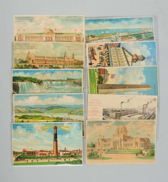 LOT OF 10: HOLD-TO-LIGHT POSTCARDS.               