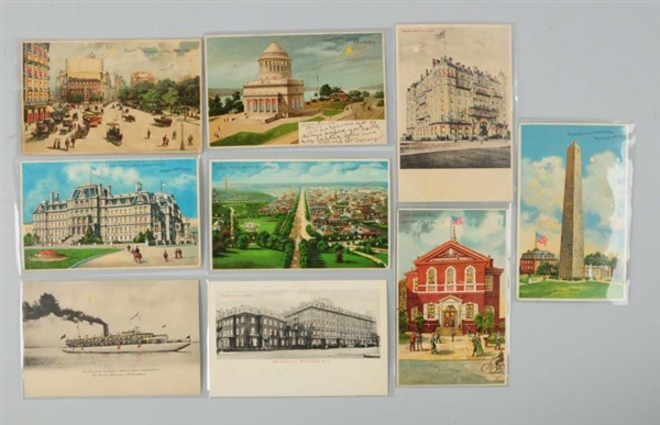 LOT OF 9: MIXTURE HOLD-TO-LIGHT POSTCARDS.        