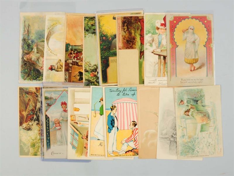 LOT OF 16: FAIRY TALE HOLD-TO-LIGHT POSTCARDS.    