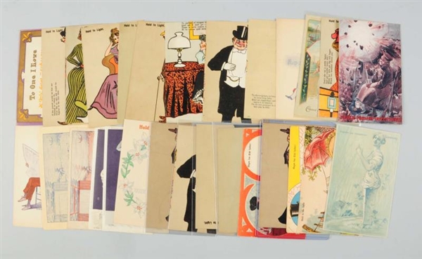 LOT OF 28: COMIC HOLD-TO-LIGHT POSTCARDS.         