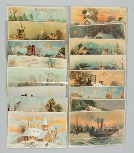 LOT OF 16: CHRISTMAS HOLD-TO-LIGHT POSTCARDS.     