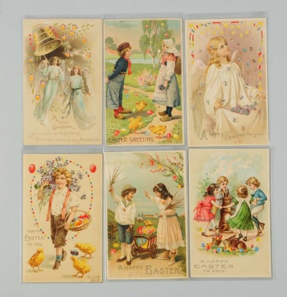 LOT OF 6: EASTER HOLD-TO-LIGHT POSTCARDS.         