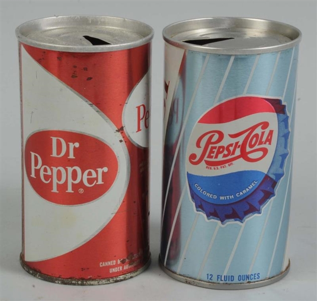 1950S-1960S PEPSI & DR. PEPPER CANS.              