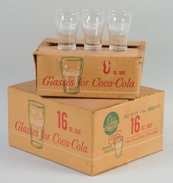 LOT OF 2 DOZEN COCA-COLA BOXED SODA GLASSES.      