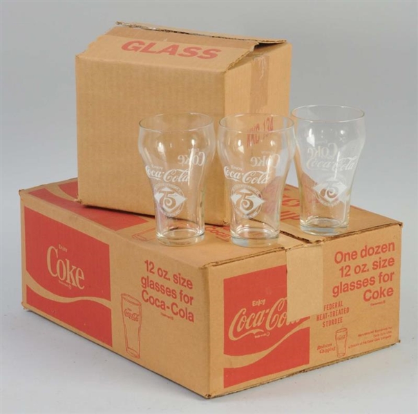 LOT OF 2 BOXES OF COCA-COLA BELL SHAPED GLASSES.  