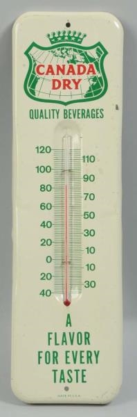 1950S CANADA DRY TIN THERMOMETER.                 