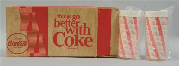 BOX OF 4: 1960S COCA-COLA PLASTIC CUPS.           