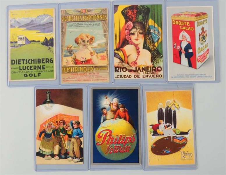LOT OF 7: FOREIGN ADVERTISING POSTER POSTCARDS.   