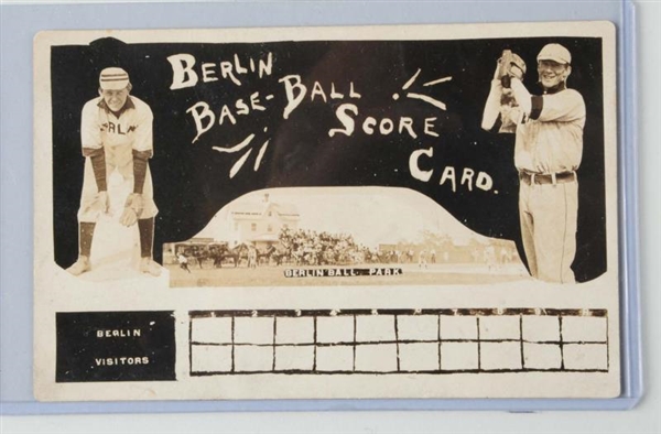 C. 1908 BERLIN BASEBALL TEAM SCORECARD POSTCARD.  