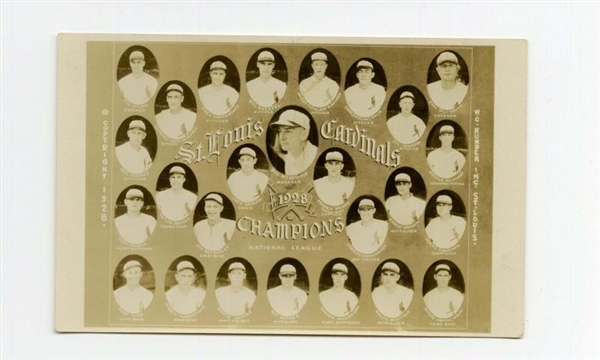 1928 ST. LOUIS CARDINALS REAL PHOTO POSTCARD.     