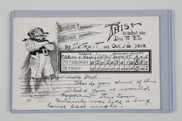 1909 PITTSBURGH PIRATES BASEBALL POSTCARD.        