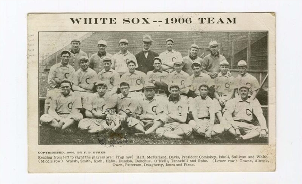 1906 CHICAGO WHITE SOX BASEBALL POSTCARD.         