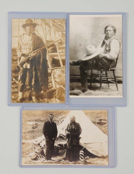 LOT OF 3: NATIVE AMERICAN INDIAN PHOTO POSTCARDS. 