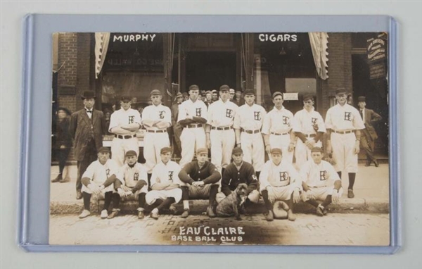 1909 EAU CLAIRE, WI BASEBALL TEAM PHOTO POSTCARD. 