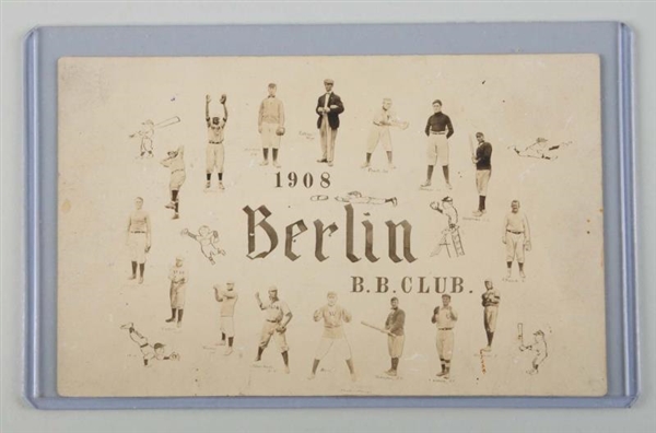 1908 BERLIN BASEBALL CLUB PHOTO POSTCARD.         