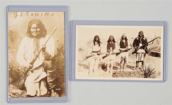 LOT OF 2: GERONIMO REAL PHOTO INDIAN POSTCARDS.   