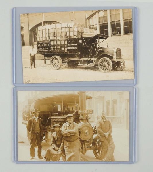 LOT OF 2: EARLY BEER TRUCK REAL PHOTO POSTCARDS.  