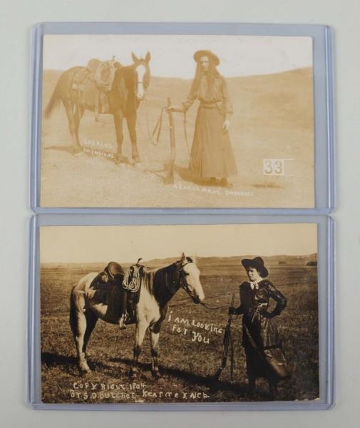 LOT OF 2: COWGIRLS WITH GUN & HORSE RPPCS.        