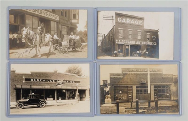 LOT OF 4: AUTO RELATED REAL PHOTO POSTCARDS.      