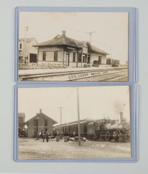 LOT OF 2: RAILROAD DEPOTS REAL PHOTO POSTCARDS.   
