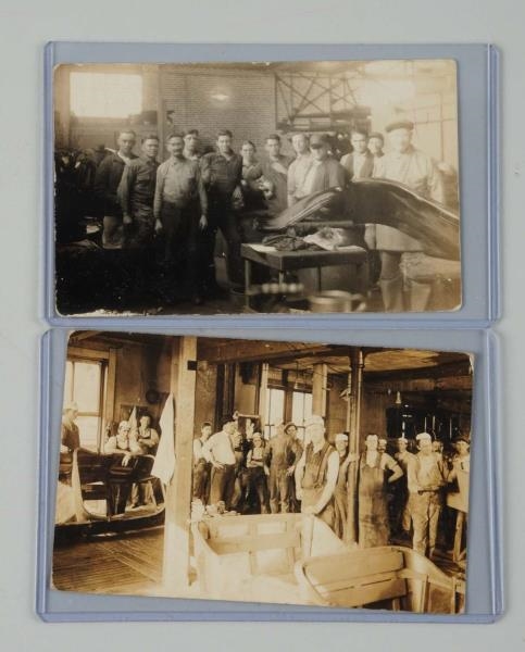 LOT OF 2: AUTO SHOP REAL PHOTO POSTCARDS.         