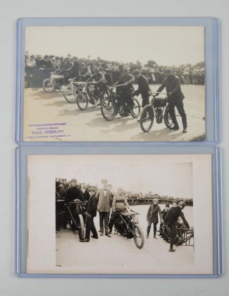 LOT OF 2: MOTORCYCLE RACING REAL PHOTO POSTCARDS. 