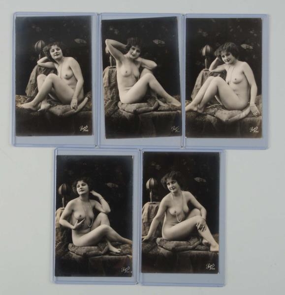 SET OF 5: FRENCH NUDE POSTCARDS.                  