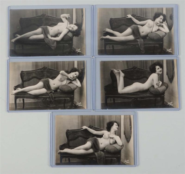 SET OF 5: FRENCH NUDE POSTCARDS.                  