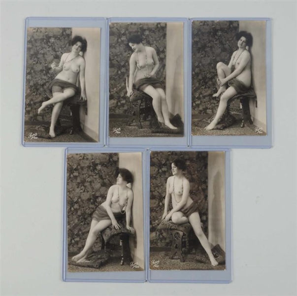 SET OF 4: FRENCH NUDE POSTCARDS.                  