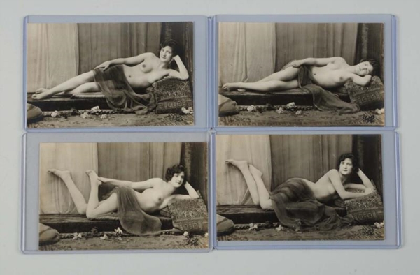 SET OF 4: FRENCH NUDE POSTCARDS.                  